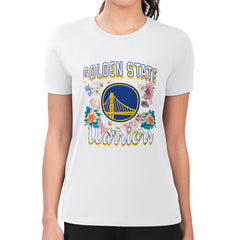 Golden State Warriors G-III 4Her by Carl Banks Women's Super-Slim Fit Lightweight Flowers Team Logo Graphic T-Shirt White - NBA