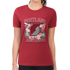 Portland Trail Blazers G-III 4Her by Carl Banks Women's Super-Slim Fit Lightweight Flowers Team Logo Graphic T-Shirt Red - NBA