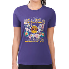 Los Angeles Lakers G-III 4Her by Carl Banks Women's Super-Slim Fit Lightweight Flowers Team Logo Graphic T-Shirt Purple - NBA