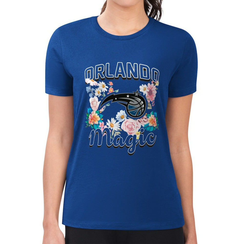 Orlando Magic G-III 4Her by Carl Banks Women's Super-Slim Fit Lightweight Flowers Team Logo Graphic T-Shirt Blue - NBA