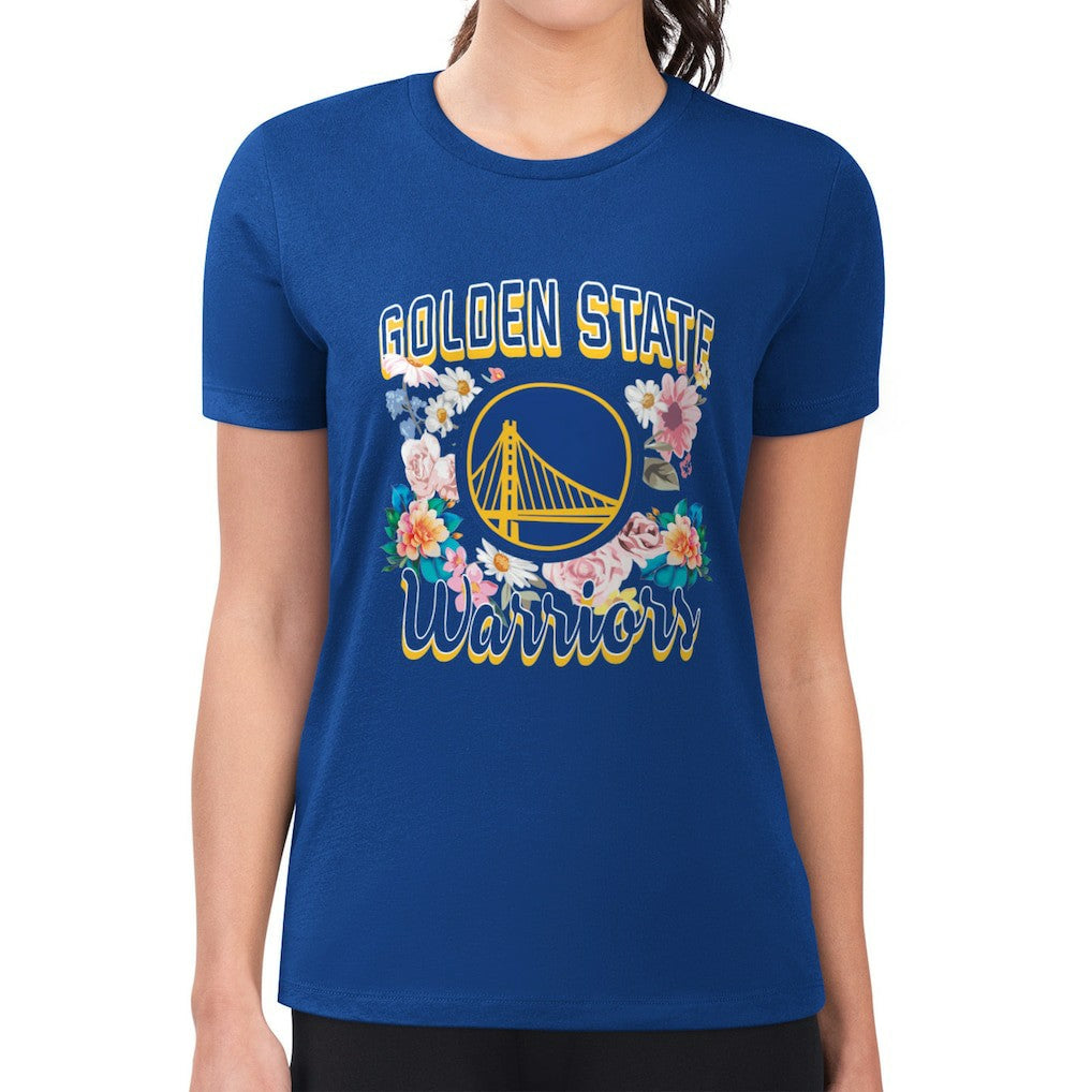 Golden State Warriors G-III 4Her by Carl Banks Women's Super-Slim Fit Lightweight Flowers Team Logo Graphic T-Shirt Royal - NBA