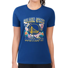 Golden State Warriors G-III 4Her by Carl Banks Women's Super-Slim Fit Lightweight Flowers Team Logo Graphic T-Shirt Royal - NBA