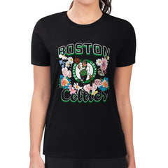 Boston Celtics G-III 4Her by Carl Banks Women's Super-Slim Fit Lightweight Flowers Team Logo Graphic T-Shirt Black - NBA