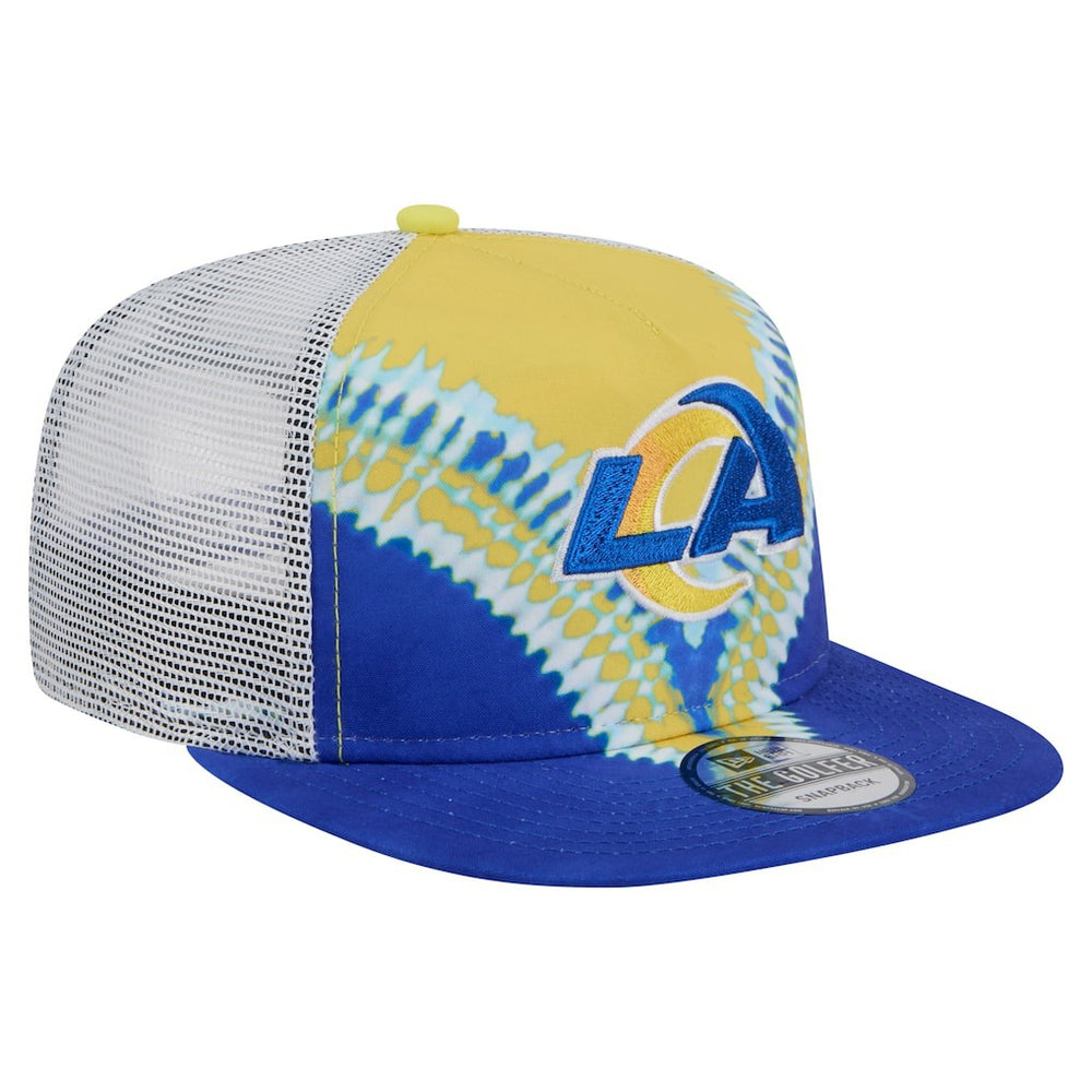 Los Angeles Rams New Era Throwback Dye Golfer Snapback Hat Gold/Royal | NFL
