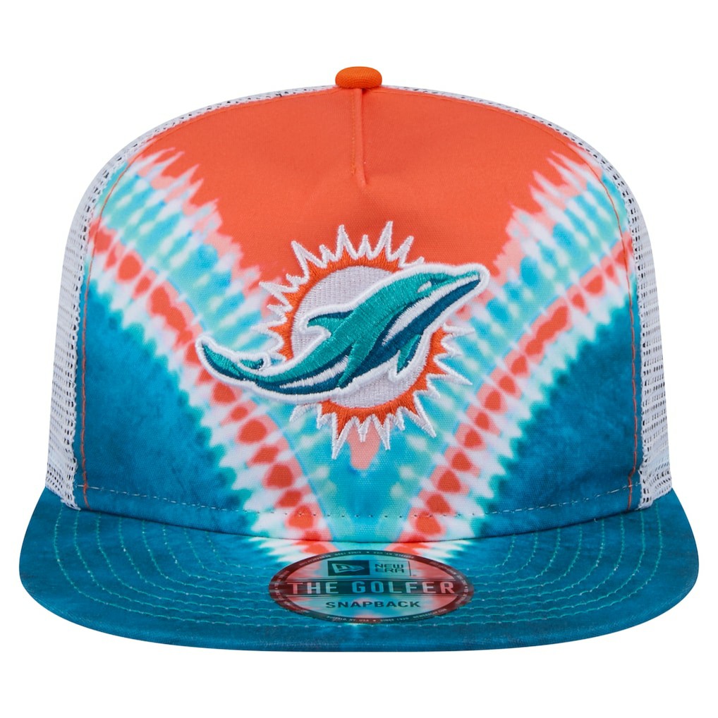 Miami Dolphins New Era Throwback Dye Golfer Snapback Hat Orange/Aqua | NFL