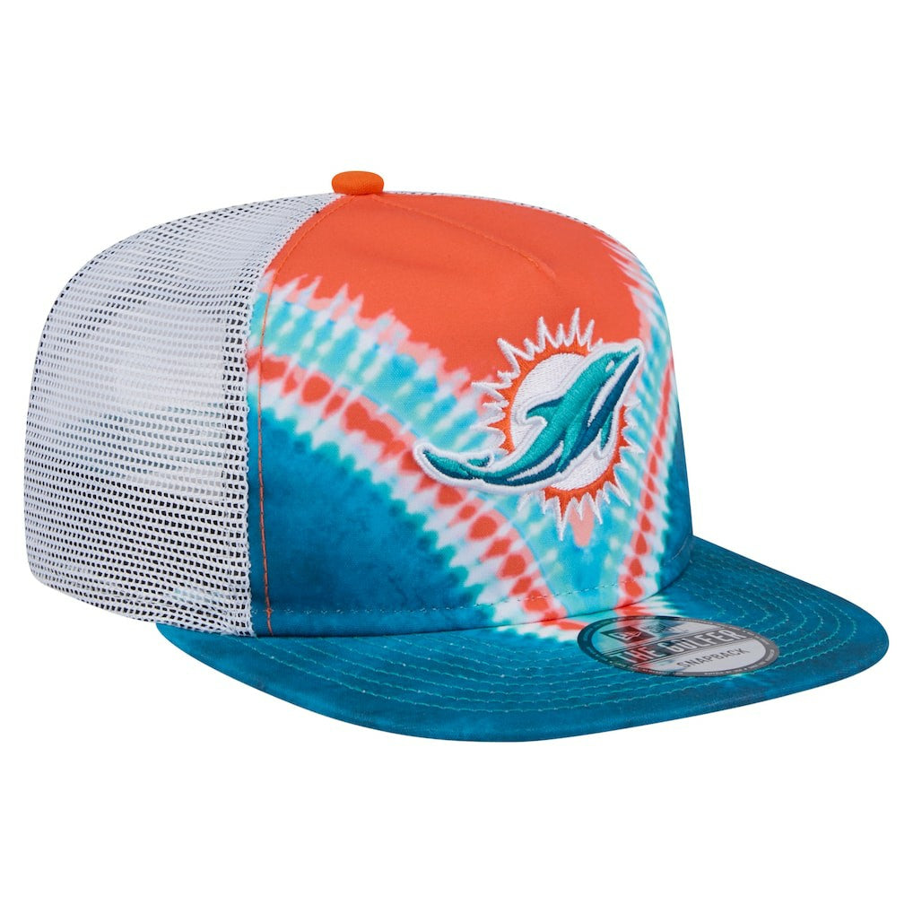 Miami Dolphins New Era Throwback Dye Golfer Snapback Hat Orange/Aqua | NFL