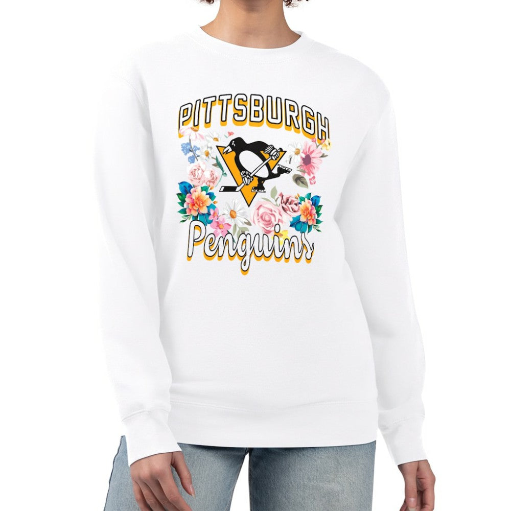 Pittsburgh Penguins G-III 4Her by Carl Banks Women's Flower Logo Pullover Sweatshirt - White - NHL