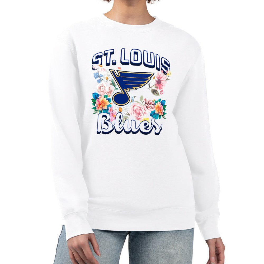 St. Louis Blues G-III 4Her by Carl Banks Women's Flower Logo Pullover Sweatshirt - White - NHL