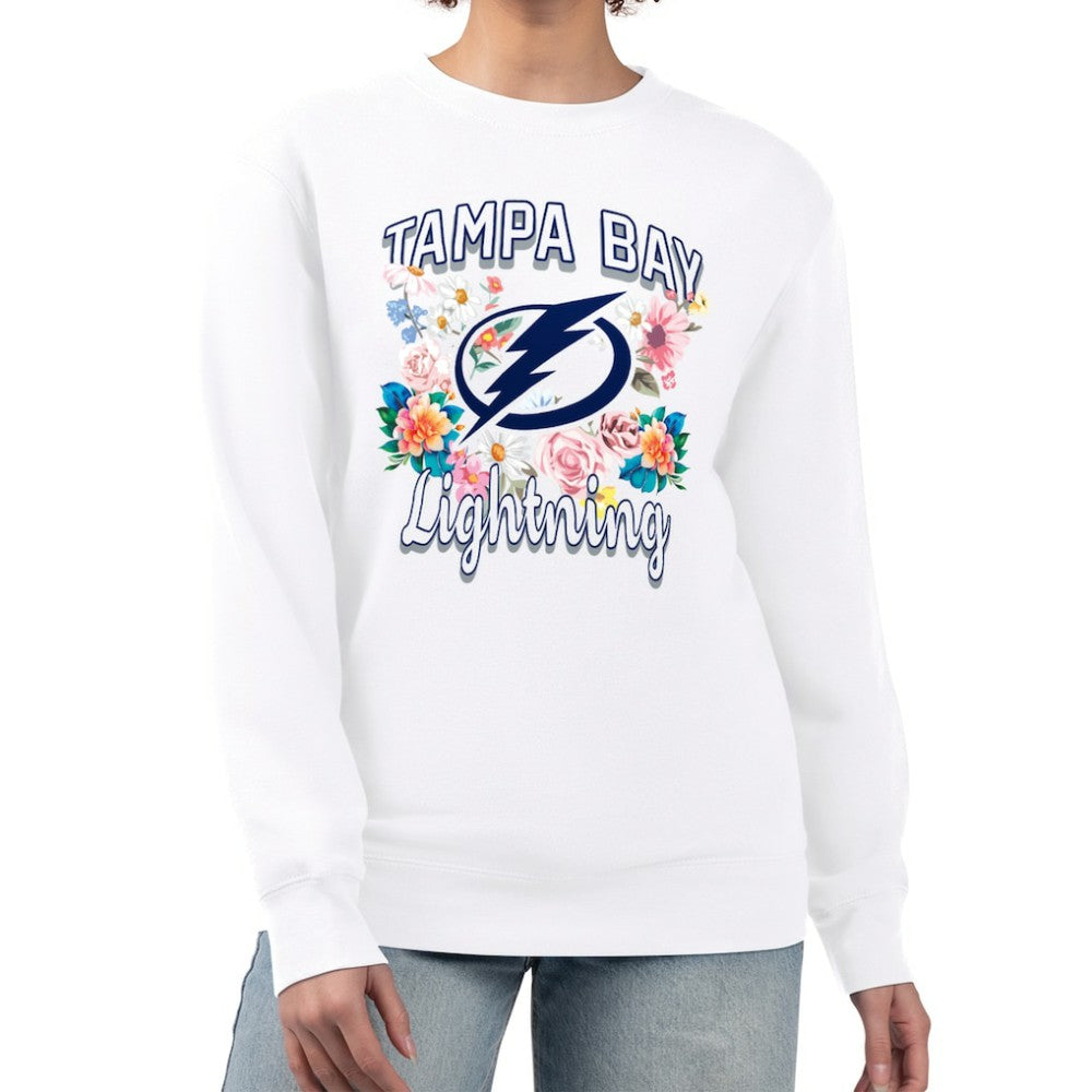 Tampa Bay Lightning G-III 4Her by Carl Banks Women's Flower Logo Pullover Sweatshirt - White - NHL