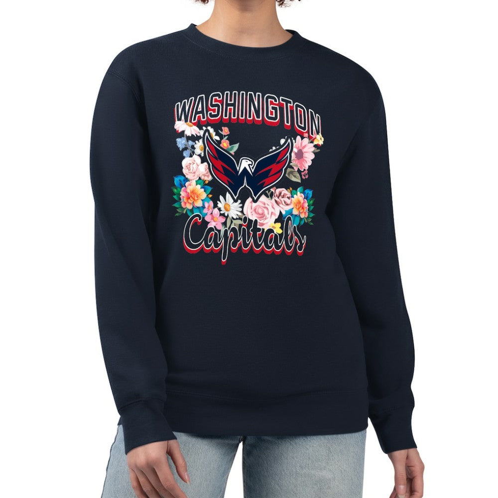 Washington Capitals G-III 4Her by Carl Banks Women's Flower Logo Pullover Sweatshirt - Navy - NHL