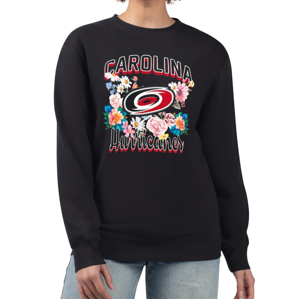 Carolina Hurricanes G-III 4Her by Carl Banks Women's Flower Logo Pullover Sweatshirt - Black - NHL