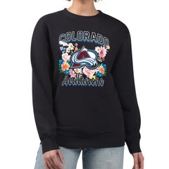 Colorado Avalanche G-III 4Her by Carl Banks Women's Flower Logo Pullover Sweatshirt - Black - NHL