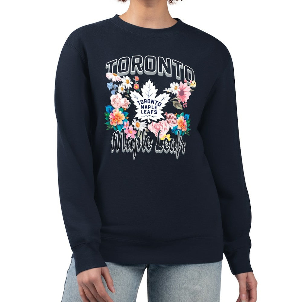 Toronto Maple Leafs G-III 4Her by Carl Banks Women's Flower Logo Pullover Sweatshirt - Navy - NHL