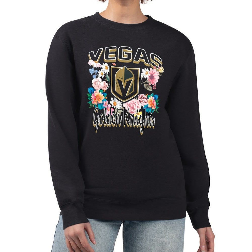 Vegas Golden Knights G-III 4Her by Carl Banks Women's Flower Logo Pullover Sweatshirt - Black - NHL