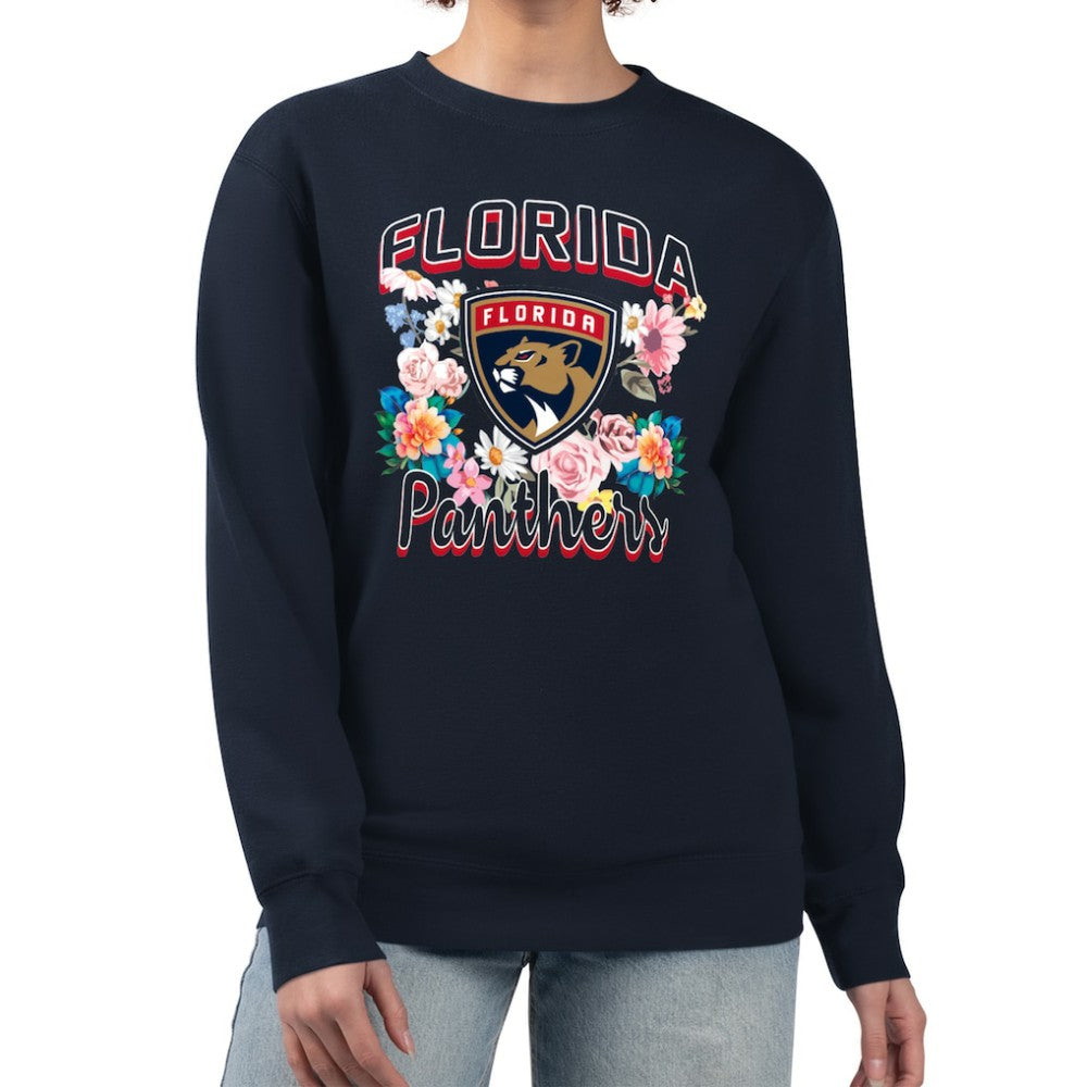 Florida Panthers G-III 4Her by Carl Banks Women's Flower Logo Pullover Sweatshirt - Navy - NHL