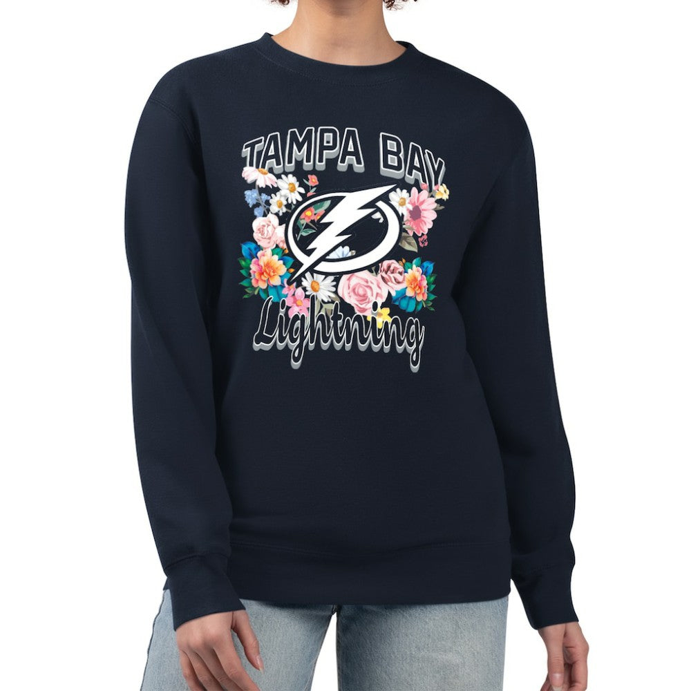 Tampa Bay Lightning G-III 4Her by Carl Banks Women's Flower Logo Pullover Sweatshirt - Navy - NHL