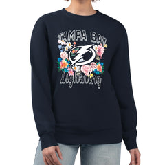 Tampa Bay Lightning G-III 4Her by Carl Banks Women's Flower Logo Pullover Sweatshirt - Navy - NHL