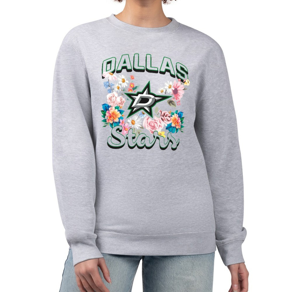 Dallas Stars G-III 4Her by Carl Banks Women's Flower Logo Pullover Sweatshirt - Heather Gray - NHL