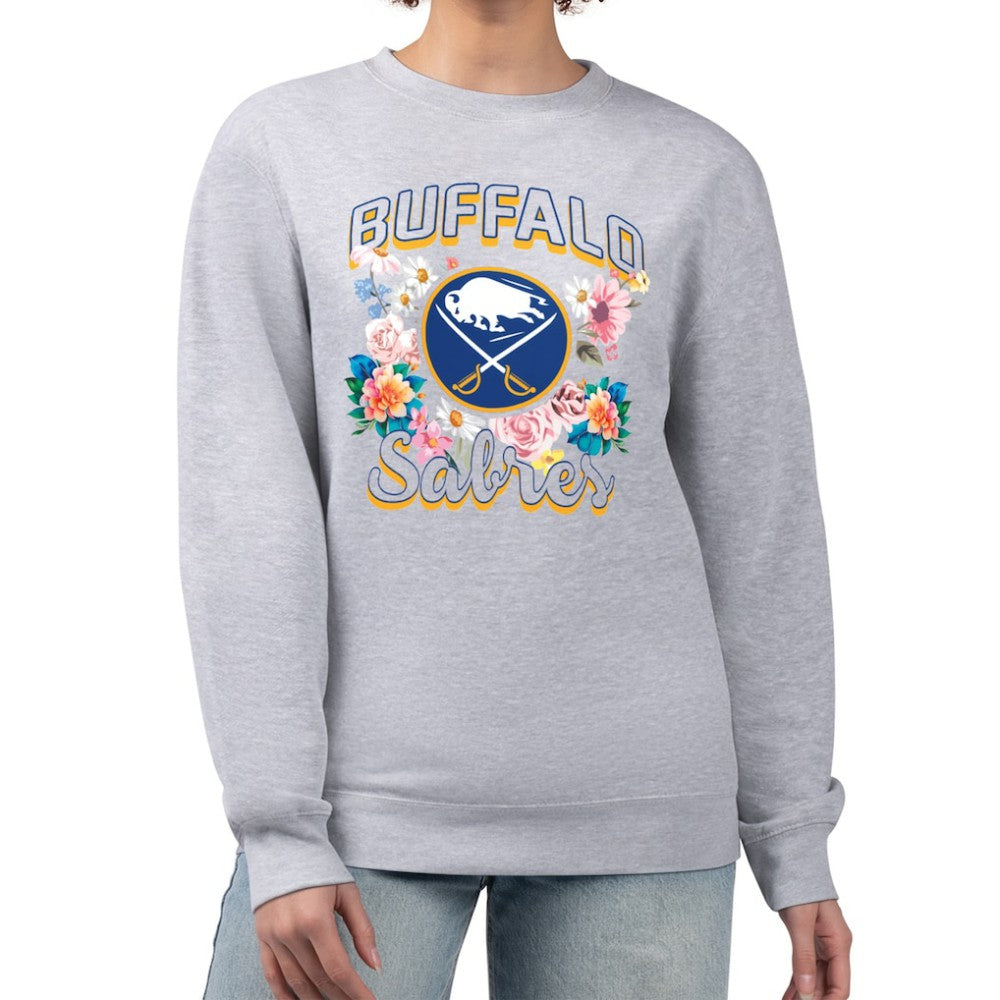 Buffalo Sabres G-III 4Her by Carl Banks Women's Flower Logo Pullover Sweatshirt - Heather Gray - NHL