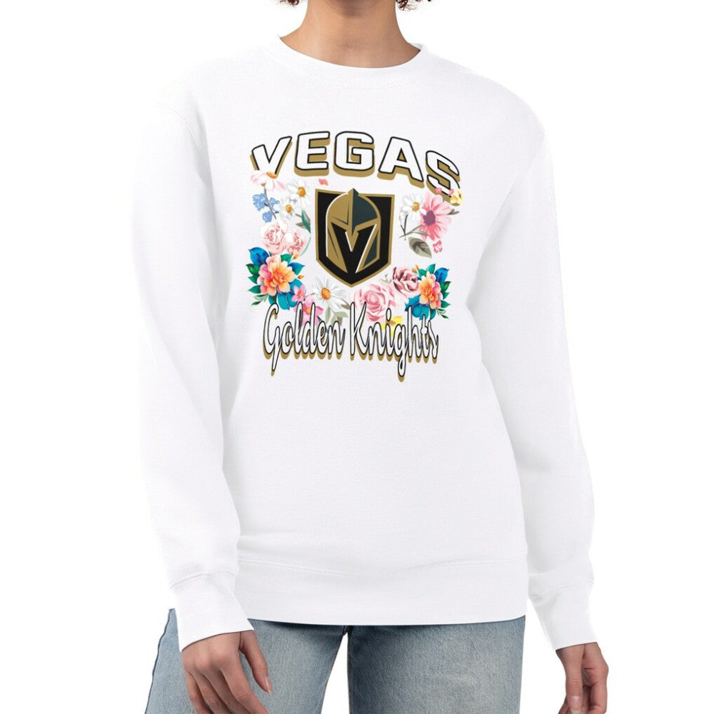 Vegas Golden Knights G-III 4Her by Carl Banks Women's Flower Logo Pullover Sweatshirt - White - NHL