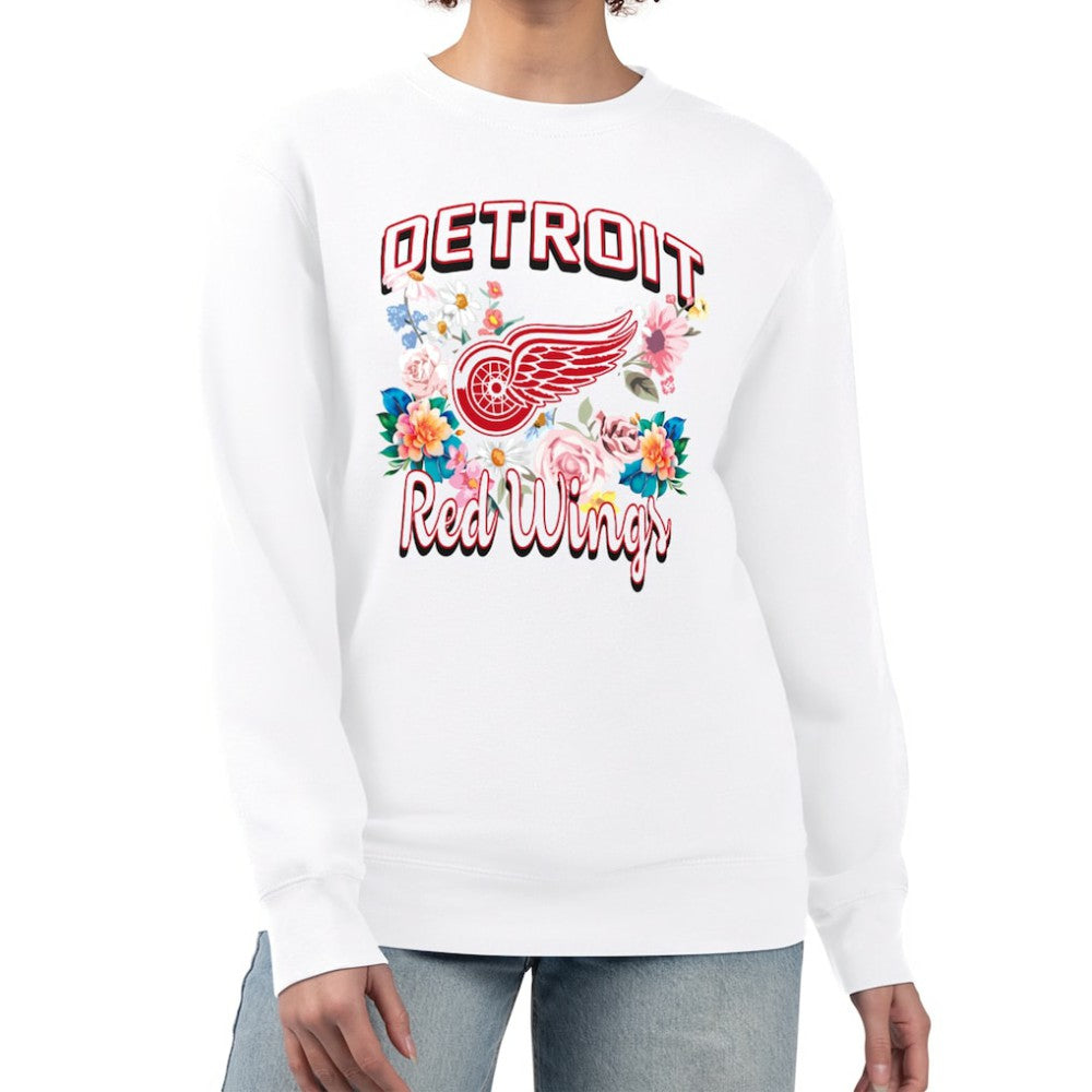 Detroit Red Wings G-III 4Her by Carl Banks Women's Flower Logo Pullover Sweatshirt - White - NHL