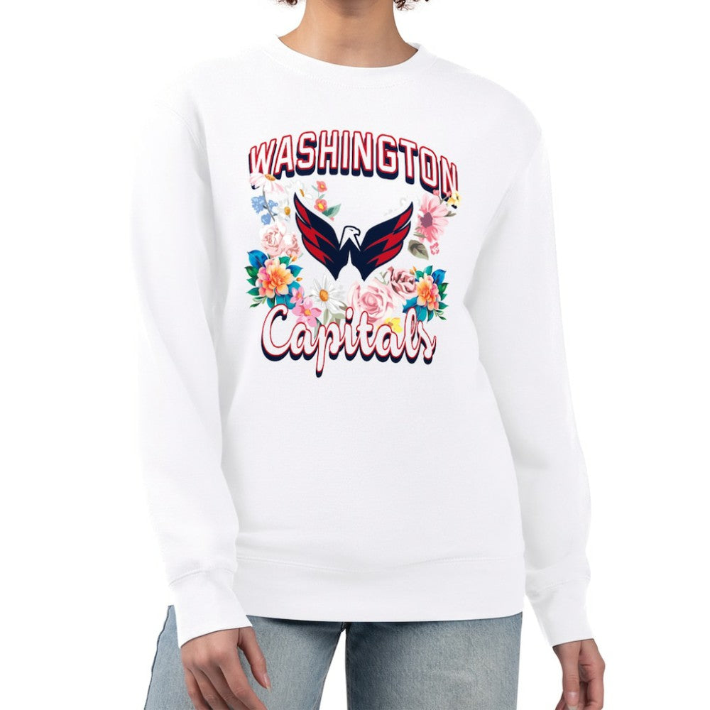Washington Capitals G-III 4Her by Carl Banks Women's Flower Logo Pullover Sweatshirt - White - NHL