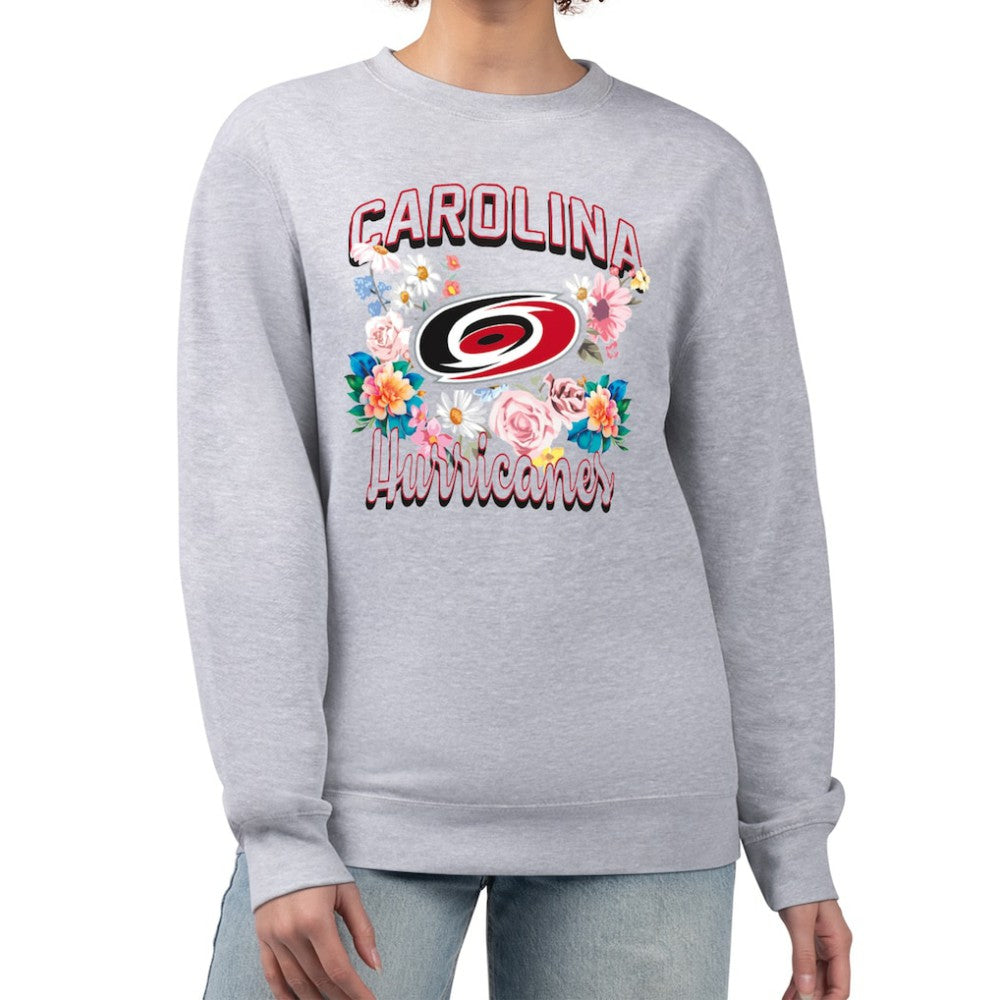 Carolina Hurricanes G-III 4Her by Carl Banks Women's Flower Logo Pullover Sweatshirt - Heather Gray - NHL