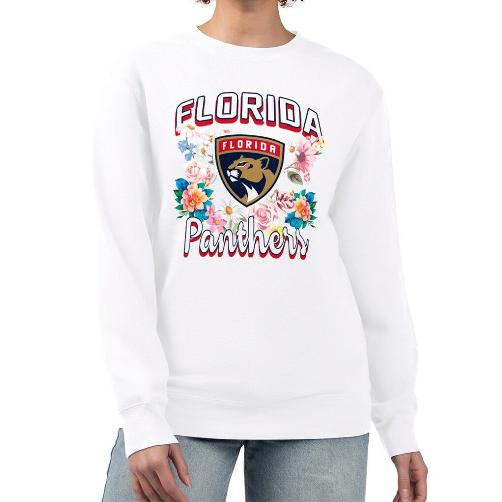 Florida Panthers G-III 4Her by Carl Banks Women's Flower Logo Pullover Sweatshirt - White - NHL