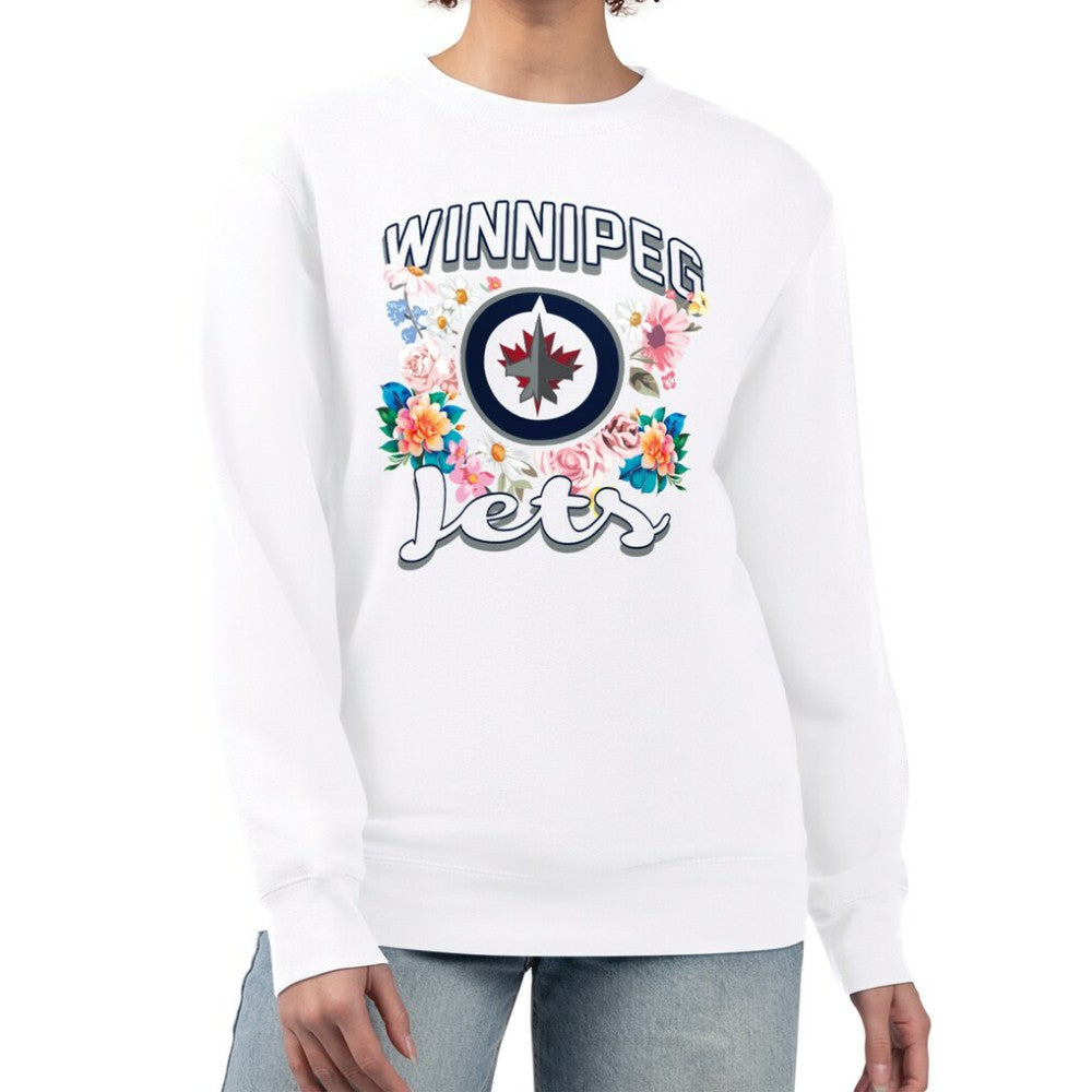 Winnipeg Jets G-III 4Her by Carl Banks Women's Flower Logo Pullover Sweatshirt - White - NHL
