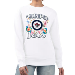 Winnipeg Jets G-III 4Her by Carl Banks Women's Flower Logo Pullover Sweatshirt - White - NHL