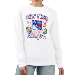 New York Rangers G-III 4Her by Carl Banks Women's Flower Logo Pullover Sweatshirt - White - NHL
