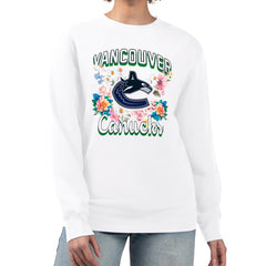 Vancouver Canucks G-III 4Her by Carl Banks Women's Flower Logo Pullover Sweatshirt - White - NHL