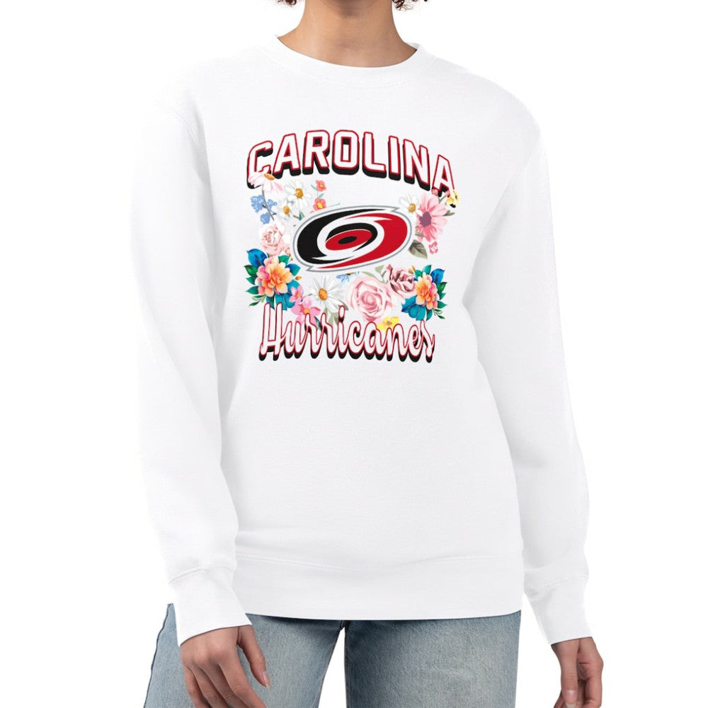 Carolina Hurricanes G-III 4Her by Carl Banks Women's Flower Logo Pullover Sweatshirt - White - NHL