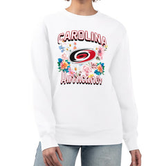 Carolina Hurricanes G-III 4Her by Carl Banks Women's Flower Logo Pullover Sweatshirt - White - NHL