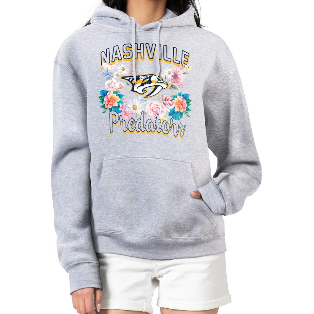 Nashville Predators G-III 4Her by Carl Banks Women's Flower Logo Pullover Hoodie - Heather Gray - NHL