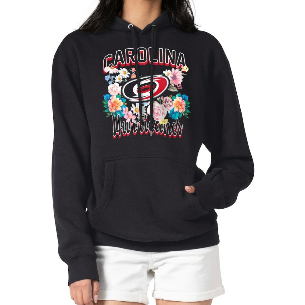 Carolina Hurricanes G-III 4Her by Carl Banks Women's Flower Logo Pullover Hoodie - Black - NHL