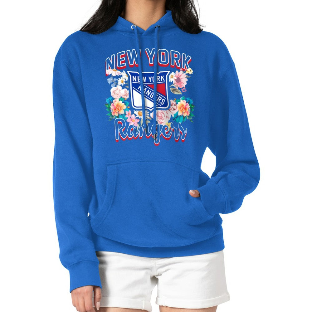 New York Rangers G-III 4Her by Carl Banks Women's Flower Logo Pullover Hoodie - Blue - NHL