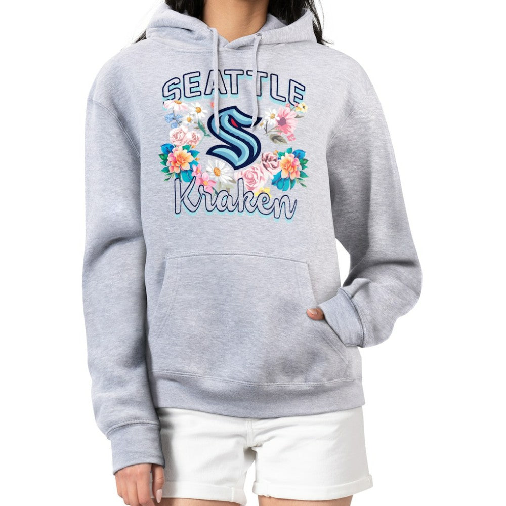 Seattle Kraken G-III 4Her by Carl Banks Women's Flower Logo Pullover Hoodie - Heather Gray - NHL