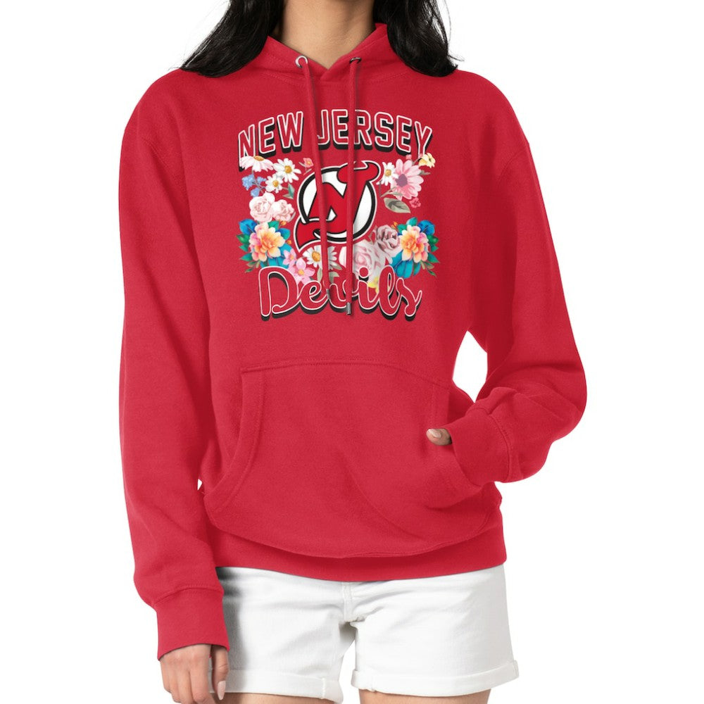New Jersey Devils G-III 4Her by Carl Banks Women's Flower Logo Pullover Hoodie - Red - NHL