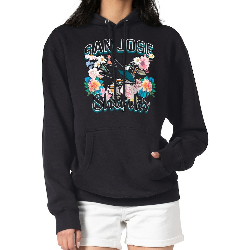 San Jose Sharks G-III 4Her by Carl Banks Women's Flower Logo Pullover Hoodie - Black - NHL