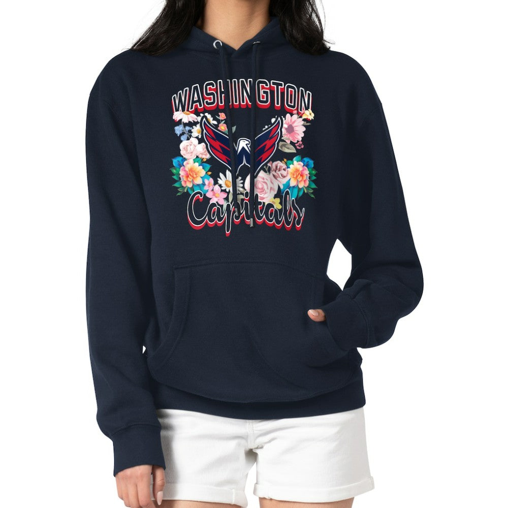 Washington Capitals G-III 4Her by Carl Banks Women's Flower Logo Pullover Hoodie - Navy - NHL