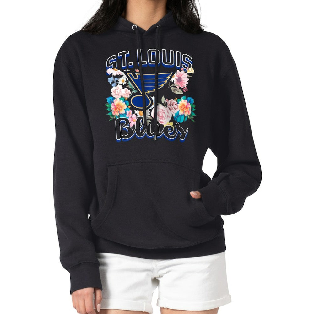 St. Louis Blues G-III 4Her by Carl Banks Women's Flower Logo Pullover Hoodie - Black - NHL