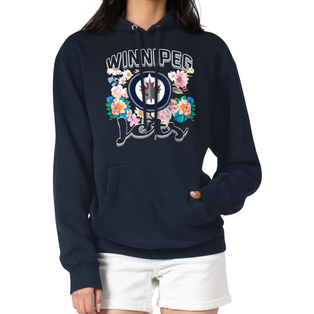 Winnipeg Jets G-III 4Her by Carl Banks Women's Flower Logo Pullover Hoodie - Navy - NHL