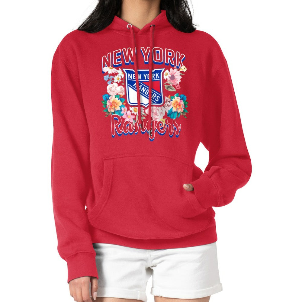 New York Rangers G-III 4Her by Carl Banks Women's Flower Logo Pullover Hoodie - Red - NHL