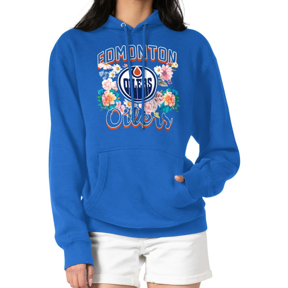 Edmonton Oilers G-III 4Her by Carl Banks Women's Flower Logo Pullover Hoodie - Royal - NHL