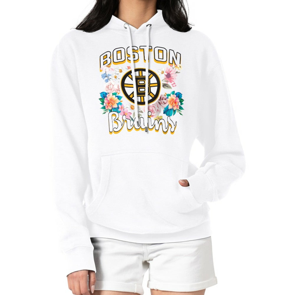 Boston Bruins G-III 4Her by Carl Banks Women's Flower Logo Pullover Hoodie - White - NHL