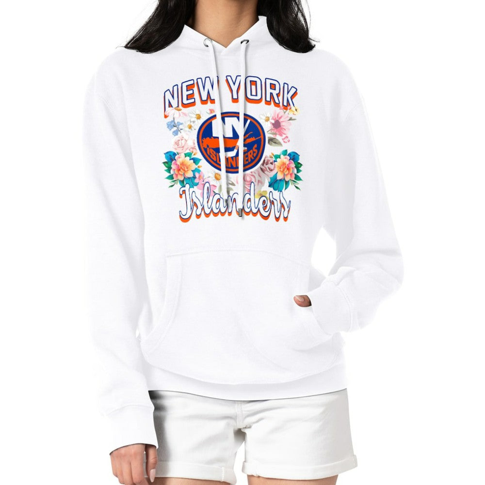 New York Islanders G-III 4Her by Carl Banks Women's Flower Logo Pullover Hoodie - White - NHL
