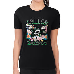 Dallas Stars G-III 4Her by Carl Banks Women's Super-Slim Fit Lightweight Flower Logo T-Shirt - Black - NHL