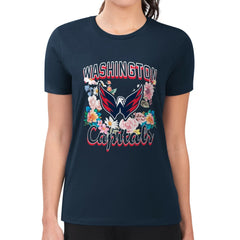 Washington Capitals G-III 4Her by Carl Banks Women's Super-Slim Fit Lightweight Flower Logo T-Shirt - Navy - NHL