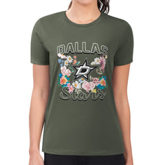 Dallas Stars G-III 4Her by Carl Banks Women's Super-Slim Fit Lightweight Flower Logo T-Shirt - Green - NHL